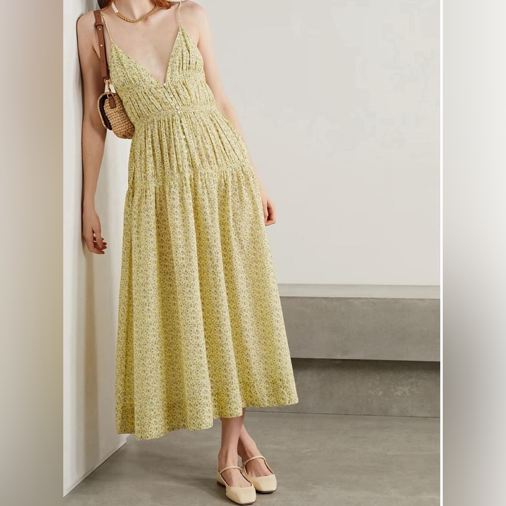 Dôén irina yellow floral midi dress